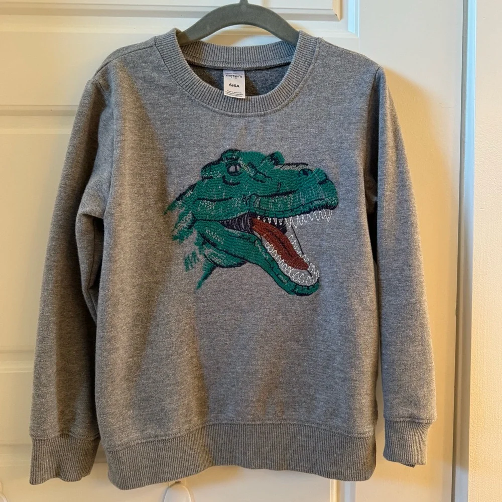 Kids Embroidered Dinosaur Sweatshirt - Picture 1 of 3